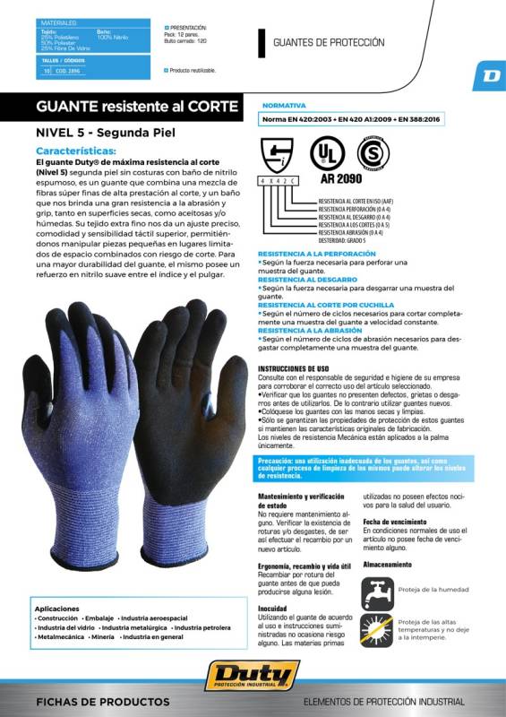 Guantes de protección Duty - Actualización de Normativa EN388  